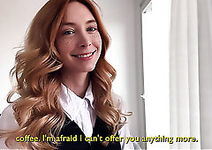 Loly wanted a raise as his secretary, but got cumshot on her pussy instead POV