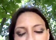 Busy Brunette slut fuck her pussy with dildo gets anal fucked and get facial outdoor in the woods on amateur webcam show live at sexycamx.com