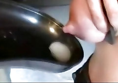 Submissive girl enjoys BDSM until squeezing milk from her tits