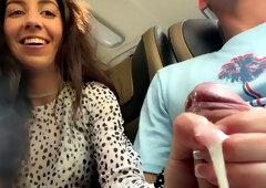 Sim Small-titted Brunette Hottie Notices a Tourist Wanking In The Bus & Decided To Help Him Cum