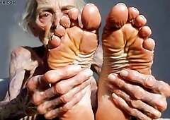 Slutty granny oils her feet and indulges in a lengthy, slippery foot massage. What begins as facile foot care quickly turns into pure fun as that babe
