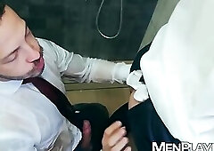 Suited Alan Vicenzo is soaked and anal pounded by John Brachalli