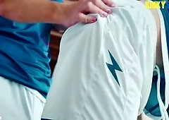 Young athlete Zacc Andrews dominates his obedient partner in sportswear