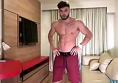 Muscle amateur rimjob with cumshot