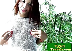 Cambodian ladyboy Nit plays with herself