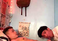 Filipino Twink's Huge Cock Gets Sucked Hard by Slim Asian Boy