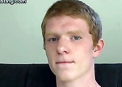 Solo blond twink jerks on casting after interview till cum