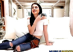 Cutie spits out cum after sucking dick and getting drilled