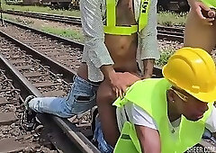 Workers had hot sex with the boss during their lunch break.