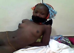 Dumb African Slut Ties Herself Up