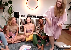 Full Truth Or Dare Game - 3 Hot Babes Pleasure Their Guy Friends Before Climactic Orgy