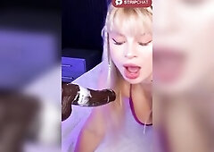 Sloppy Suck Session: LolaAngellx in Bikini Gives Juicy Blow job on Massive Ebony Sex toy, Deepthroat & Gagging