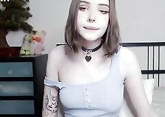 slim shemale cutie with natural tits strokes her girly cock