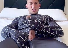 JACKING OFF my MONSTROUS MANHOOD with my SPIDERMAN SUIT, BoyGym Spunk