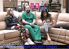 Nurse films herself getting checked by a doctor using electro play in a clinic