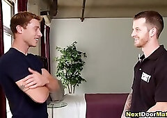 Straight security guard fucks his gay friend