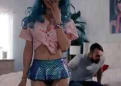 Horny trans babe toyed and analed by neighbor