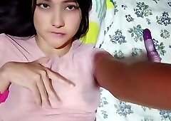 Beautiful girl showing her tits and ass