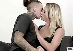 TS Nikki Vicious let dude cum in her natural titties