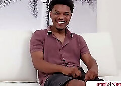Dior Boi Kneels And Strokes His Uncut Cock Until Load Hits His Thighs!