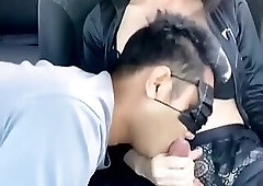 Hot Ladyboy Cum In Guys Mouth in Car