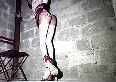 Beautiful femboy Vanessa Bitchx enjoys a gloryhole session in her cellar after class