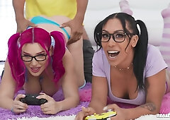 Real Gamers Only Pause For Big Black Dick Part 2: Interracial Threesome feat. Alex Jones, Lily Lou, and Mikey Star