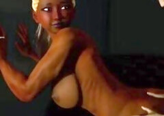 Sexy blond ebony beauty with large bazookas likes to be screwed hard against the wall by white rods - (U can upload full game in bio)