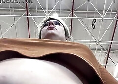 Guy films woman with hidden cell phone masturbating and her melons during the time that that babe shops at the supermarket