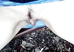 Petticoat out of underclothing outdoor: large twat lips free