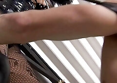 Bound dude gets a rough treatment from a tranny Mistress