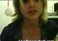 Cute Tranny playing perky tits