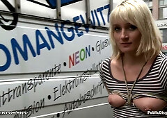 Bare butt bound blond walks in public