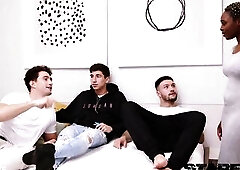 Black Floozy Zaawaadi Gets Screwed By three Coarse Men!