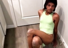 Flexible emo yoga tgirl Awquitesy enjoys her giant clit in this preview