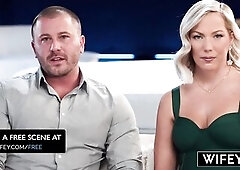 WIFEY Golden-haired Hotwife Candice Holds Hubby's Hand Whilst Taking A Monster BBC