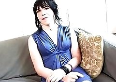 Beefy Shemale cock stroked during  a rather smutty casting session