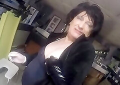 Two trannies use a slave guy