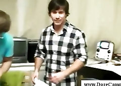 College guys wrestling in chocolate