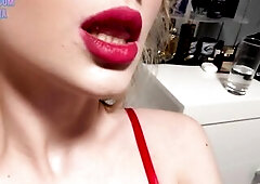 U and me in fitting room so tell me u like red unferwear POV BLONDTINA