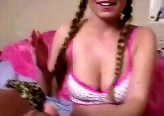 Denice teasing a man , and handjob a dick hard. She titfuck closeup and playing handjob dick until cumming