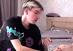 Daddy caught his stepson and friends having sex and couldn't help but join in and fuck the cute guys