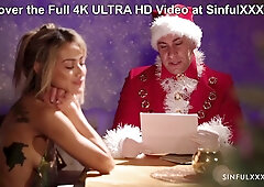 Gorgeous babe talks about her dirty adventures to Santa on SinfulXXX