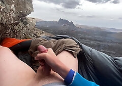 DUAL ERUPTION!! Jerking off while Seeing a Volcano in Iceland Explode