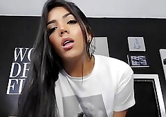 Beautiful shemale amateur pulls her dick out for solo masturbation