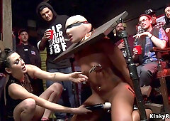 Blindfolded Slave Tormented In Public