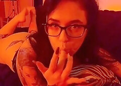 Hot tattooed babe with a huge butt