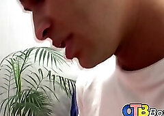 Horny Latino twink moans from pleasure during hot fingering