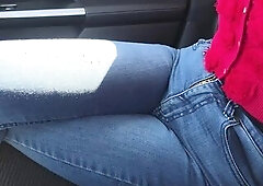 Breasty wife suck my weenie in car and gulp all cum