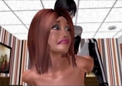 Shemale fucks girl, 3d